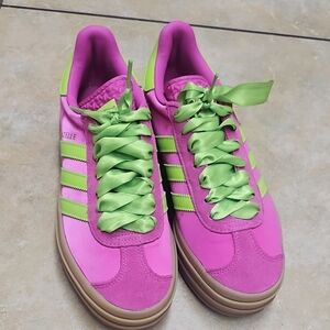 adidas Pink Sneakers with Lime Green Accents